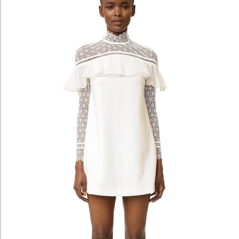 SELF PORTRAIT WHITE LACE MINI DRESS